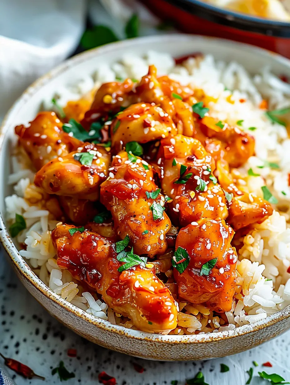 A bowl of rice with chicken and sauce.