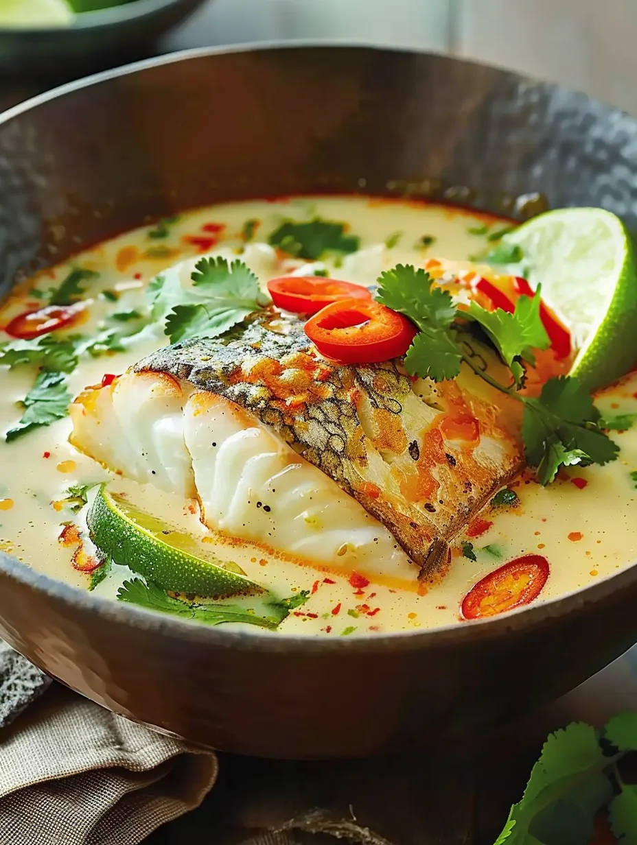 easy bowl of soup with fish and lime.