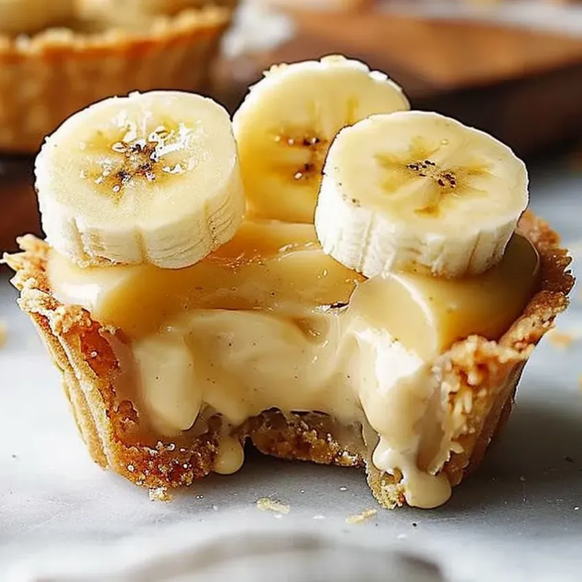 A close up of a banana cream pie with banana slices on top.