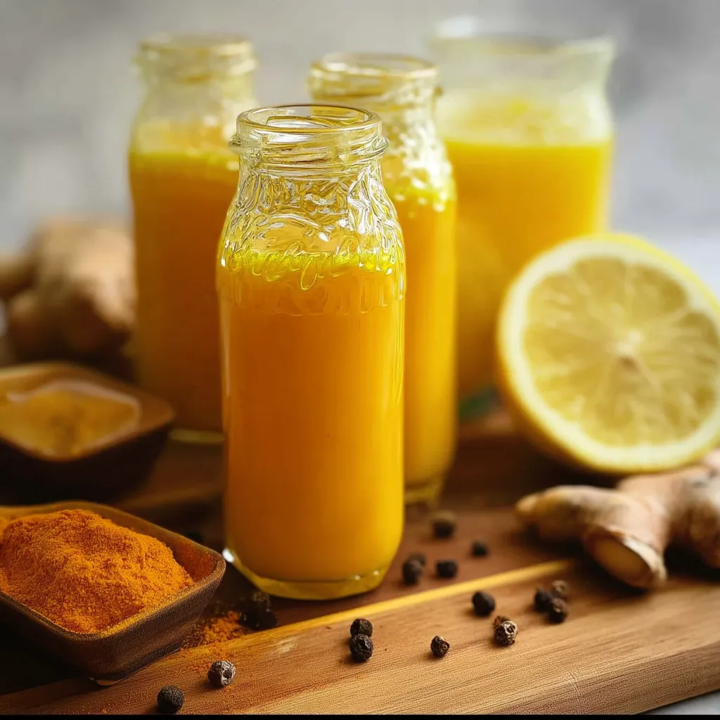 Three glass jars filled with a yellow liquid.