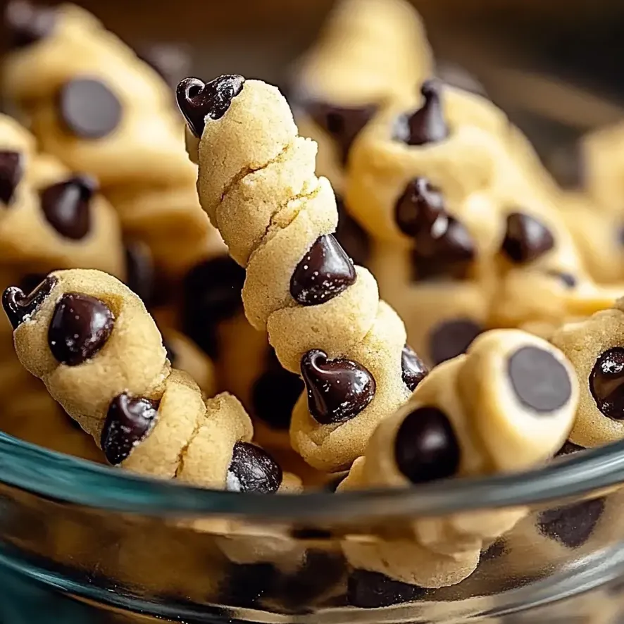 A bowl of chocolate chip dough twists.