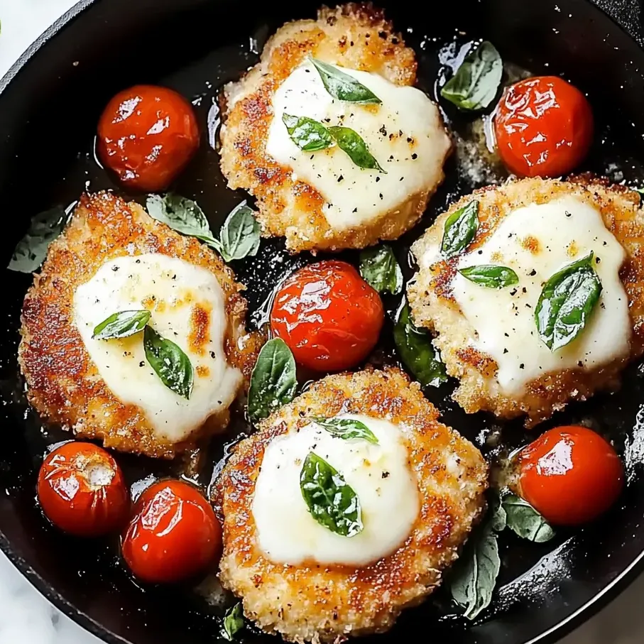 A pan of Italian basil chicken cutlets.