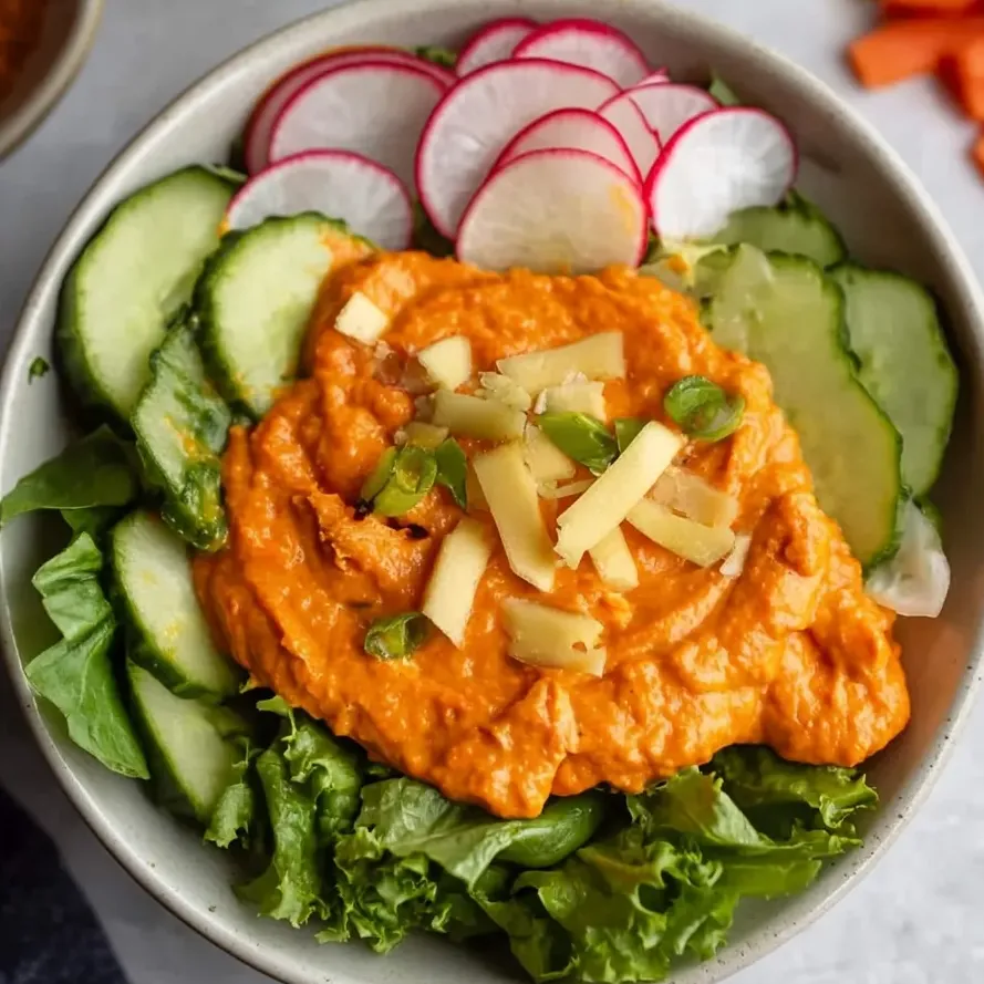 A bowl of salad with cucumbers, radishes, and carrots.