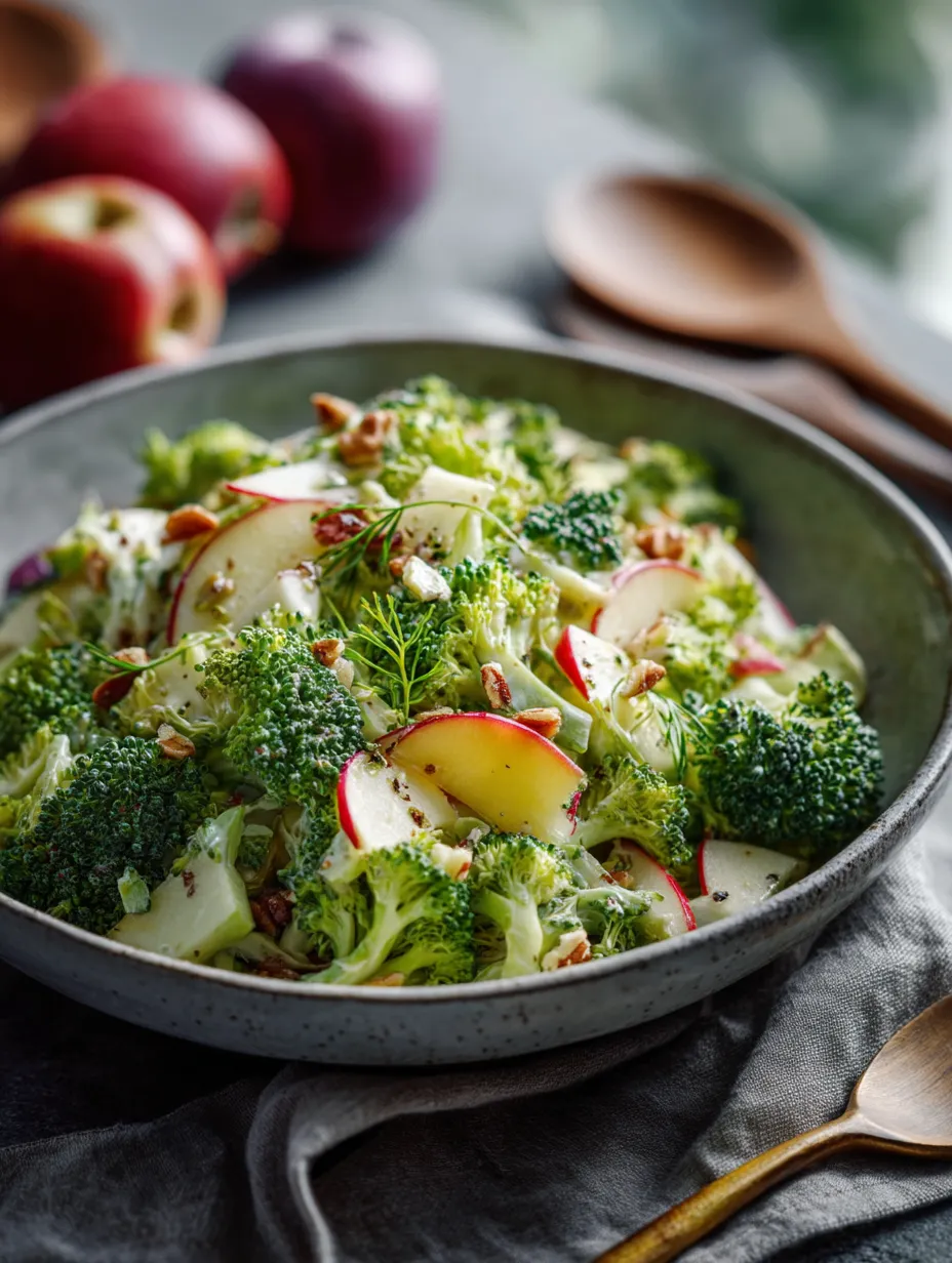 A bowl of broccoli waldorf salad.