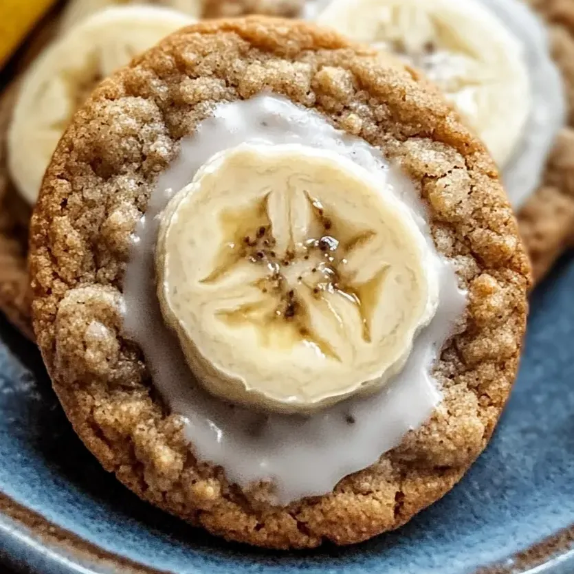 A cookie with a banana slice on top.