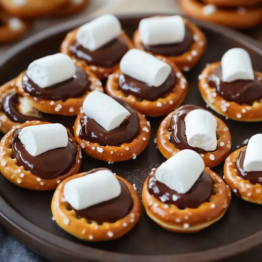 A plate of s'mores pretzel bites.