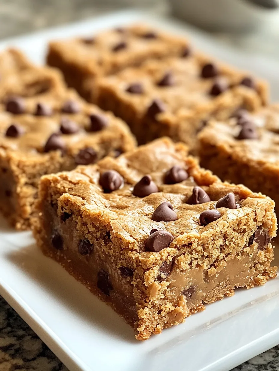 A plate of peanut butter cookie bars.