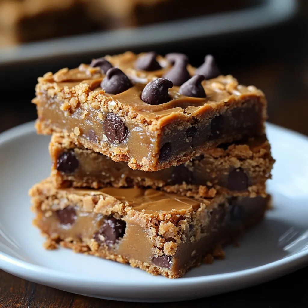 Three slices of peanut butter cookie bars.