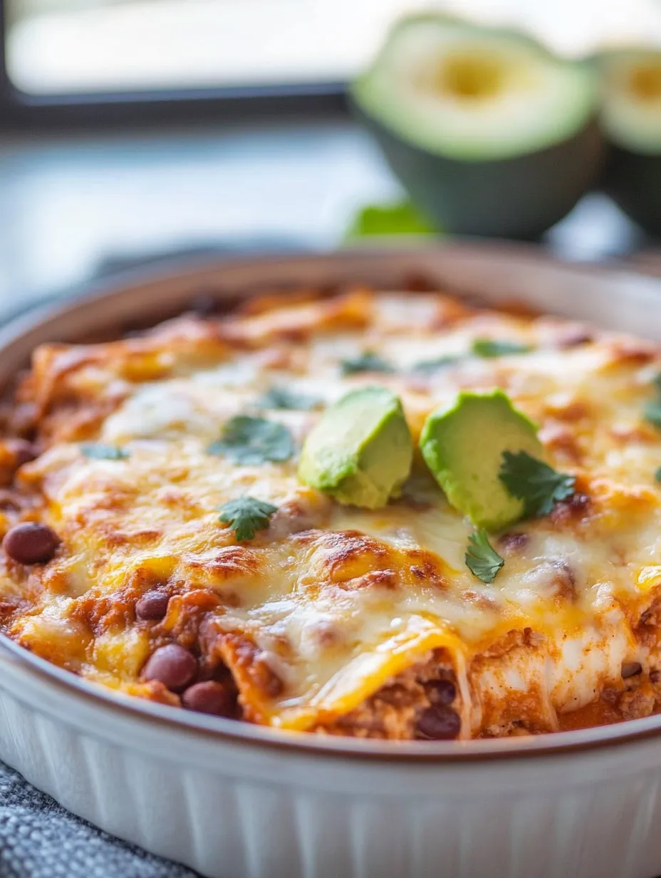 A plate of bean and cheese enchiladas recipe.