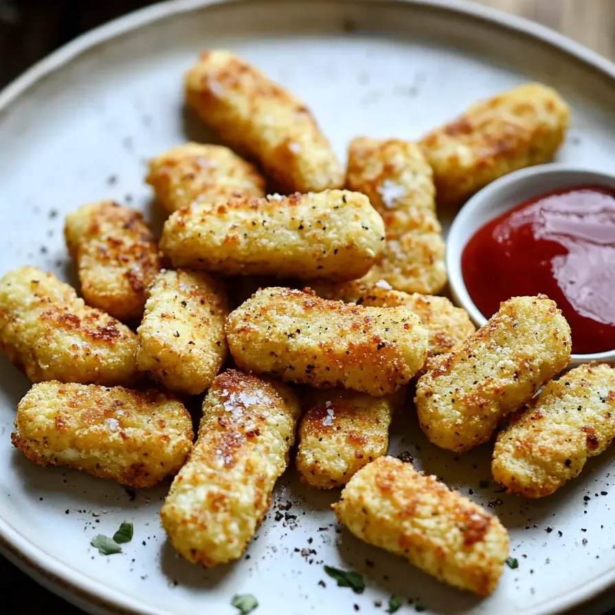 A plate of baked cauliflower tots.