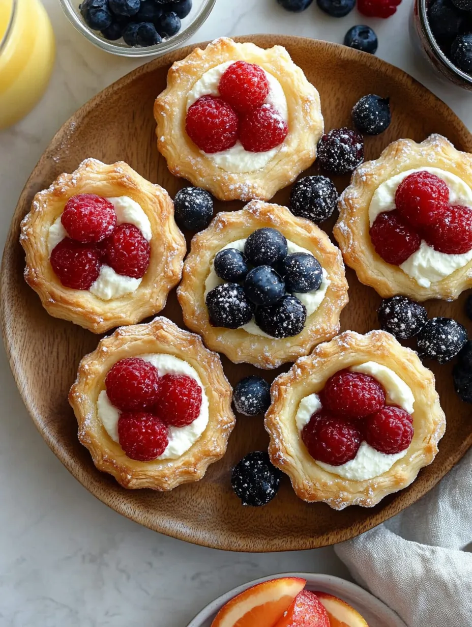 A plate of fruit and cream cheese pastries.