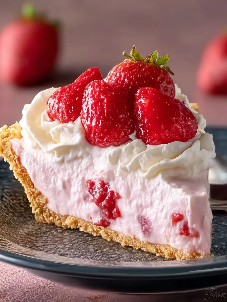 A slice of strawberry cool whip treat.