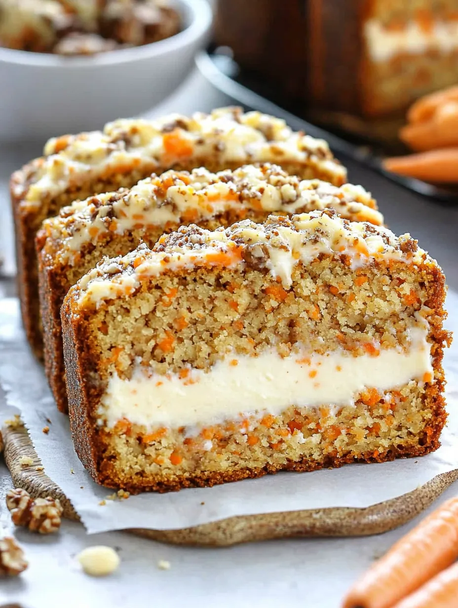 A slice of carrot loaf with cream filling.