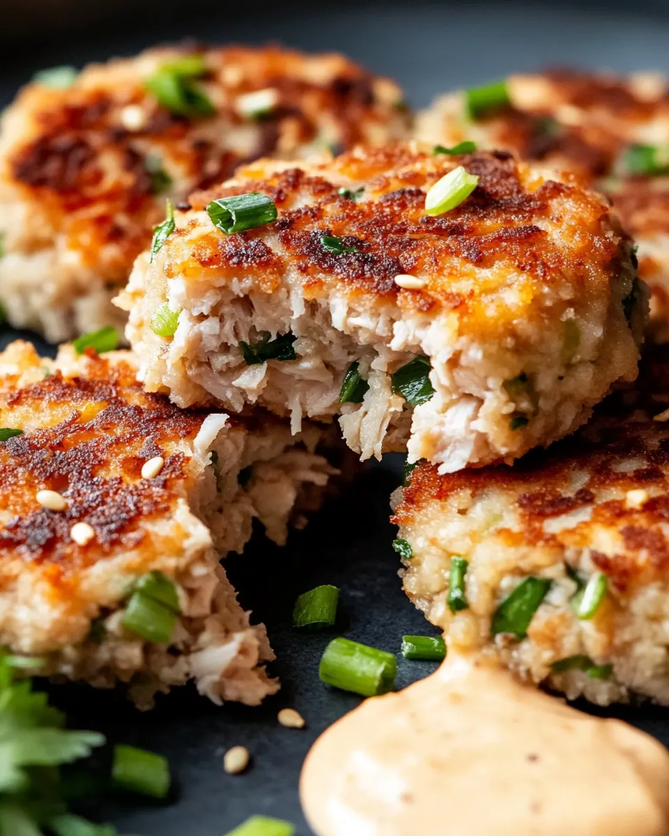 Tuna cakes with mayo on a plate recipe.