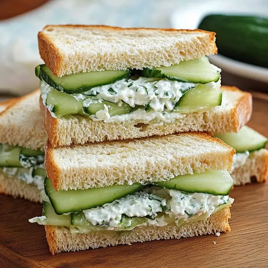 A stack of cucumber sandwiches.