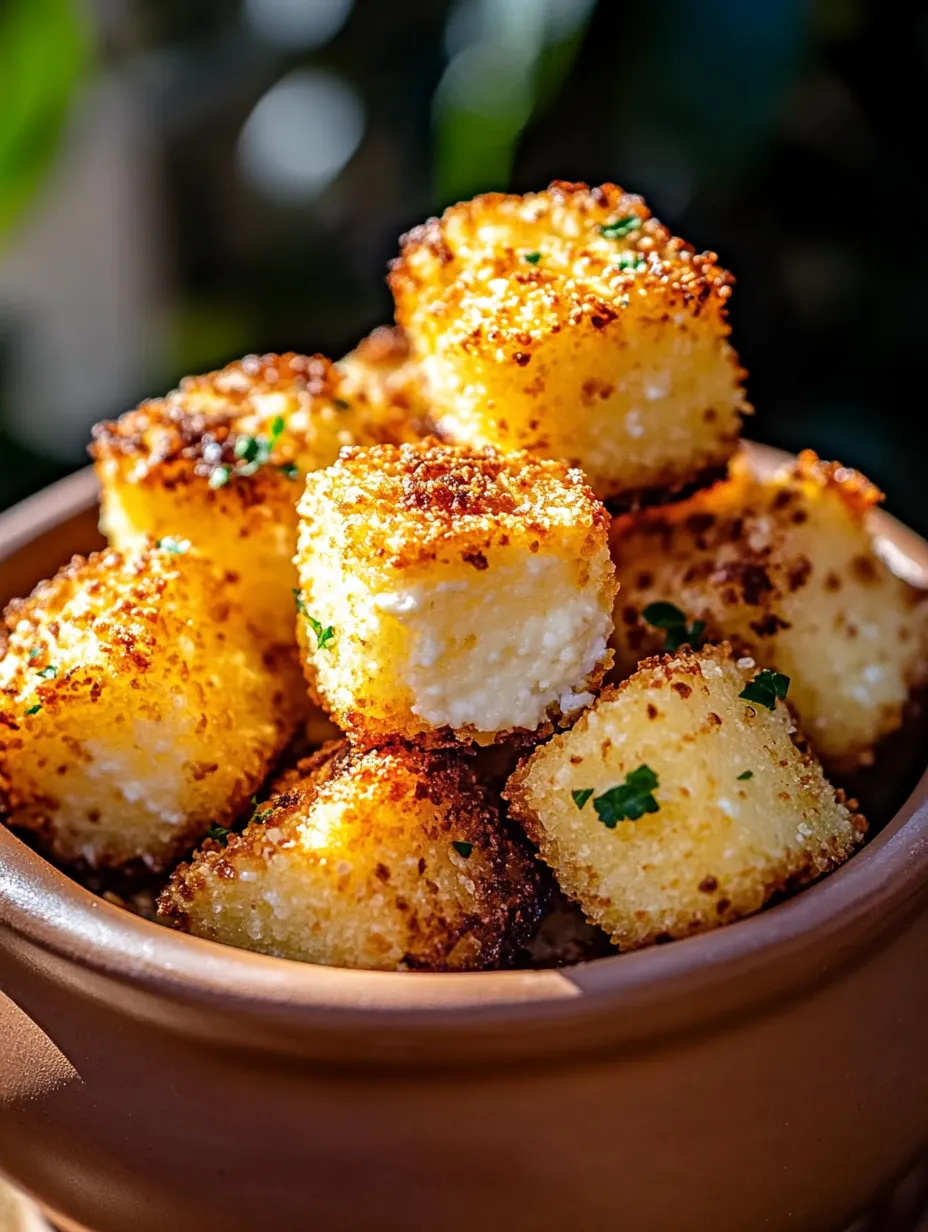 A bowl of crispy cottage cheese treats recipe.