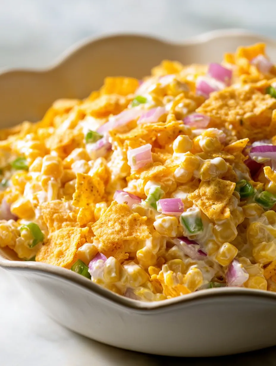 A bowl of Frito Corn Salad.