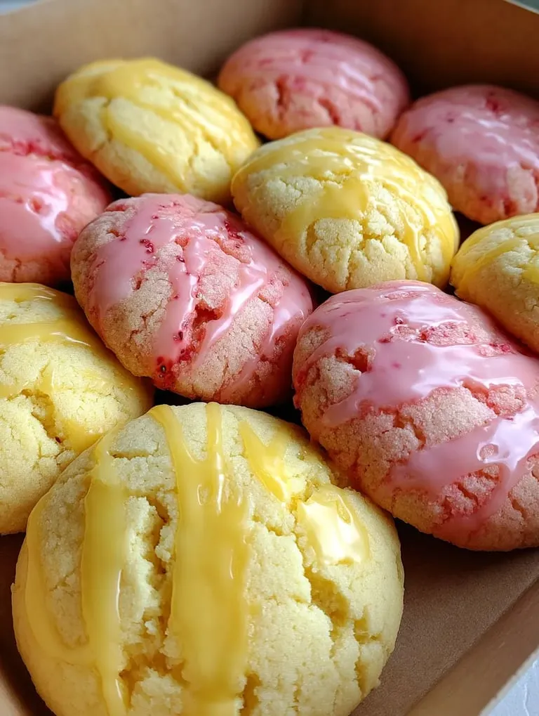 A box of lemon and strawberry pound cookies.