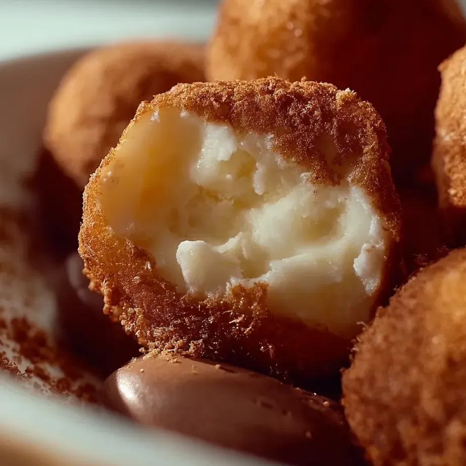 A plate of milk mochi bites.