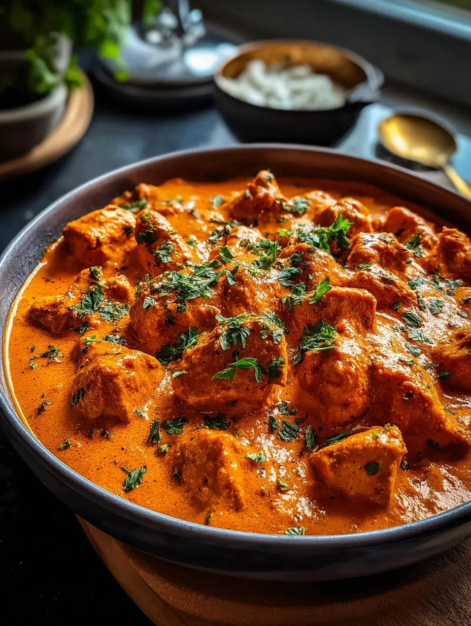 A bowl of chicken tikka masala recipe.
