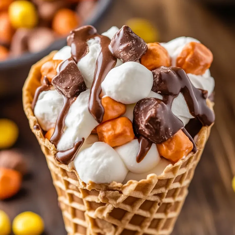 A delicious Reese's Campfire Cones Delight.