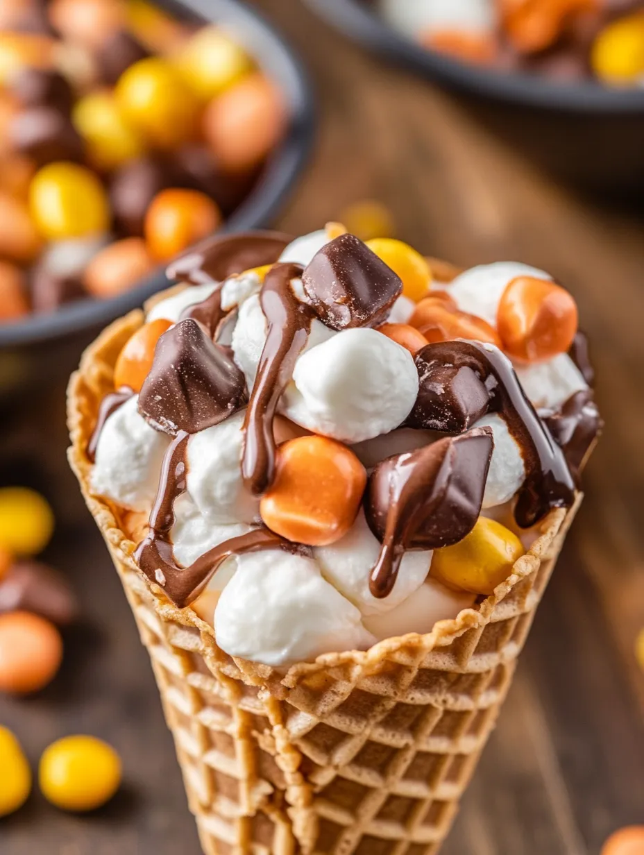 A delicious Reese's Campfire Cones Delight.