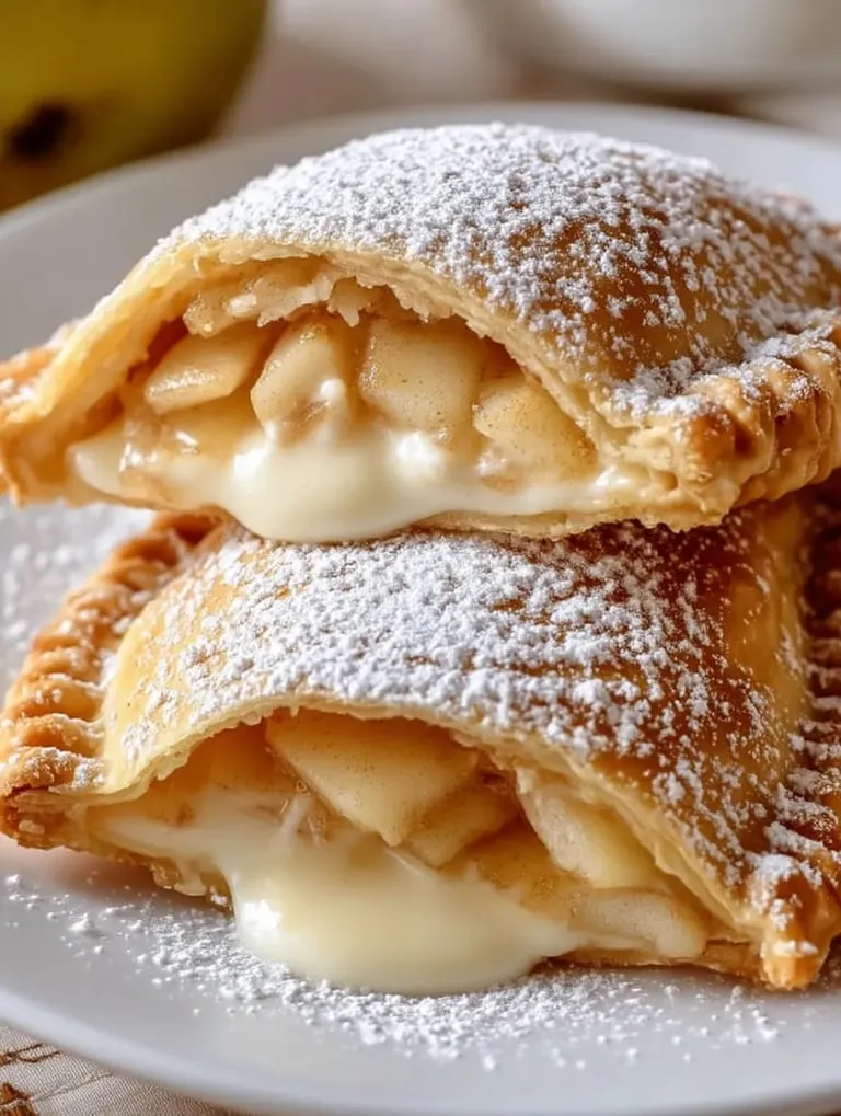 Two stuffed cheesecake fried apple pies.
