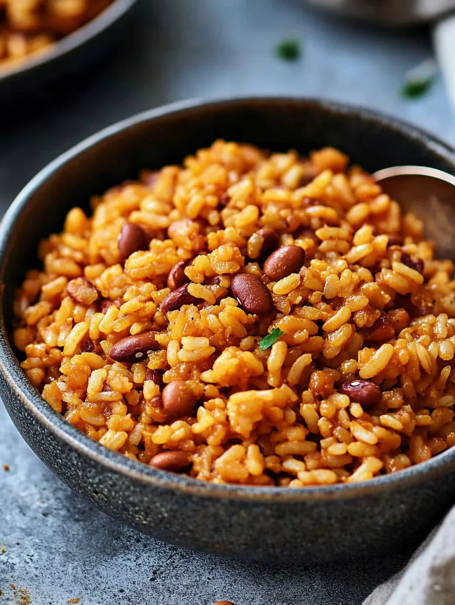 A bowl of rice and beans recipe.