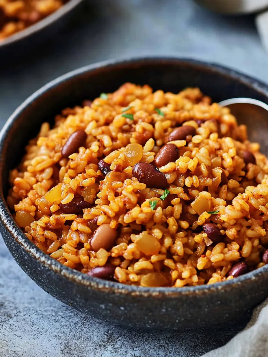 A bowl of rice and beans.