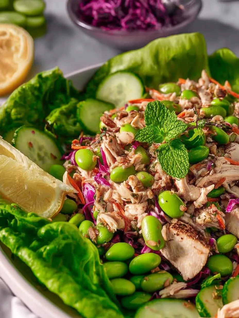 A protein-packed chicken and edamame salad recipe.