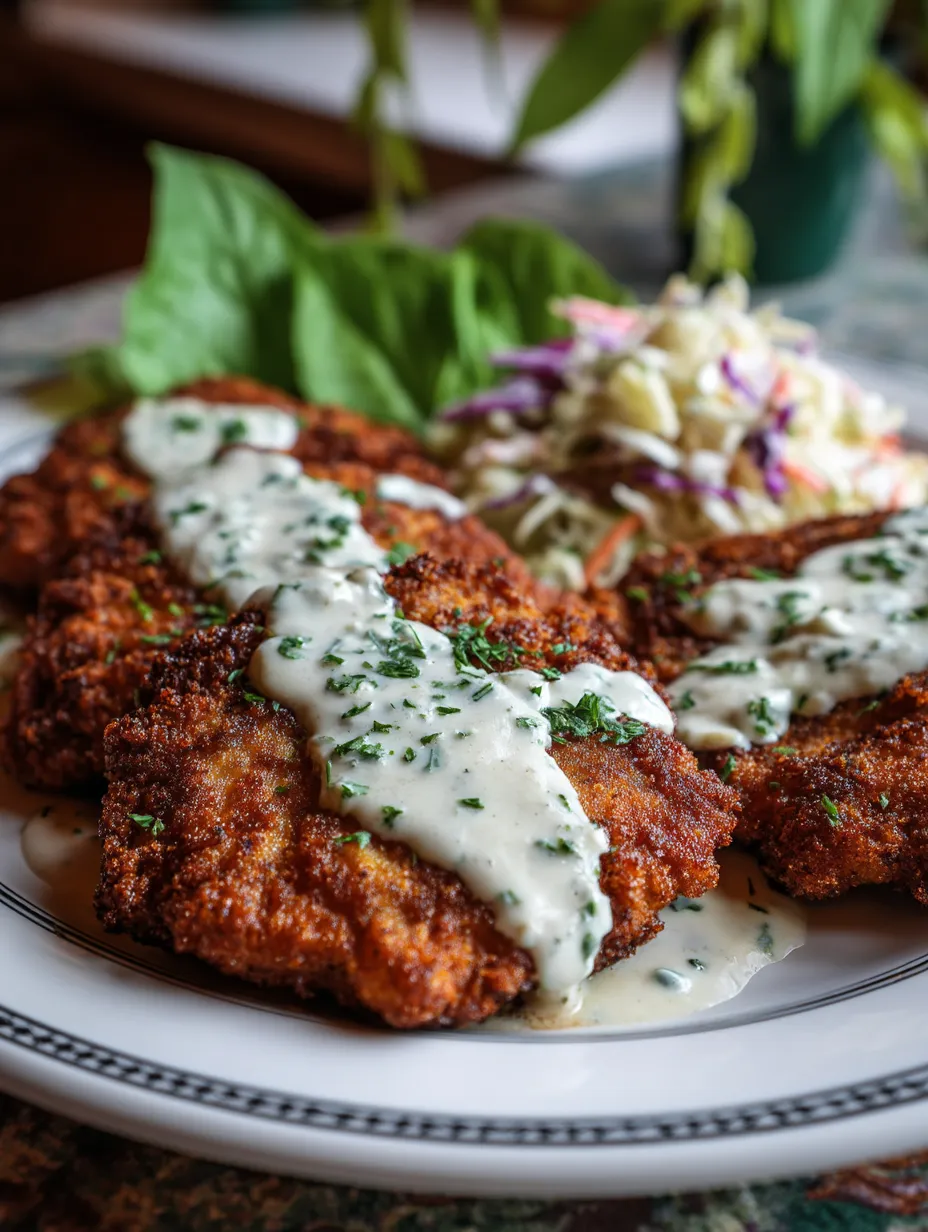 A plate of chicken fried steak with country gravy.