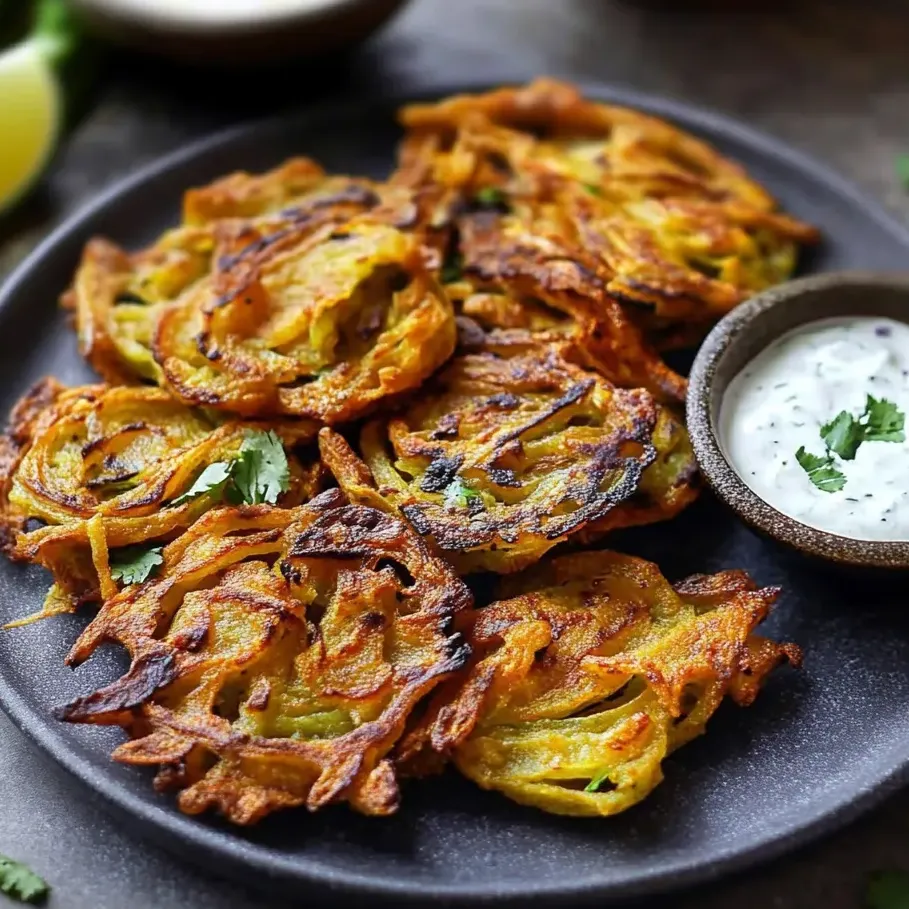 A plate of Indian onion bhaji.