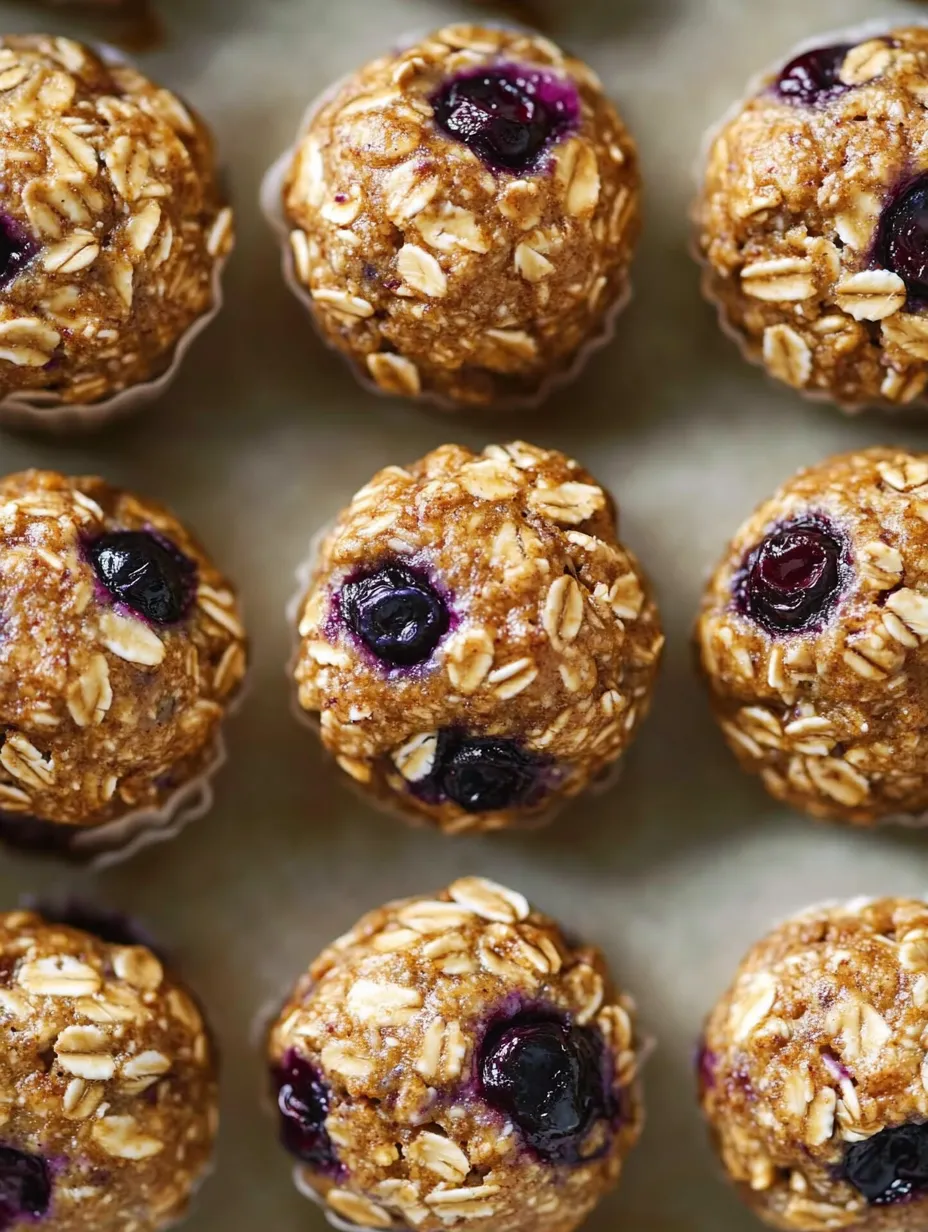A close up of a blueberry muffin energy bites.
