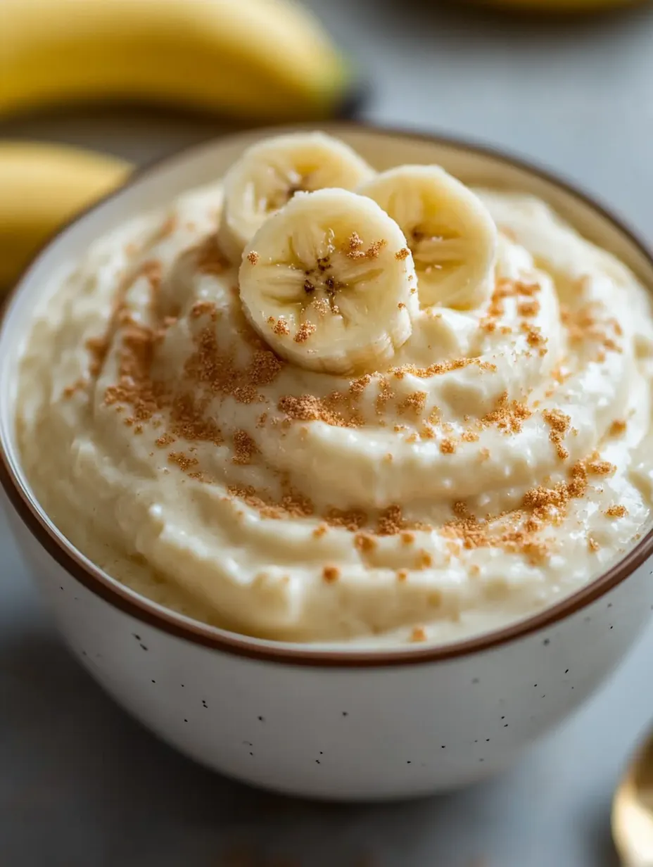 A cup of cottage cheese with bananas on top.