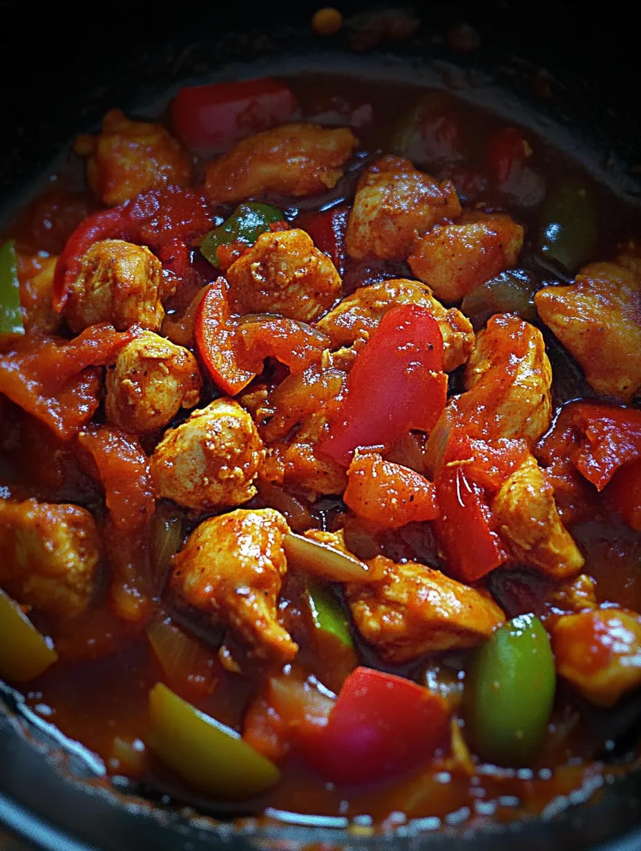 A dish of chicken and peppers recipe.