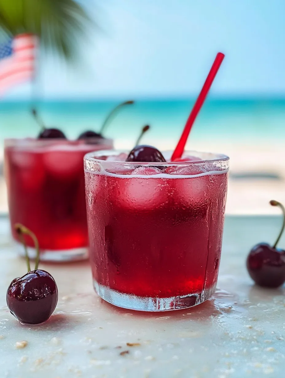 A glass of cherry vanilla fizzy drink.