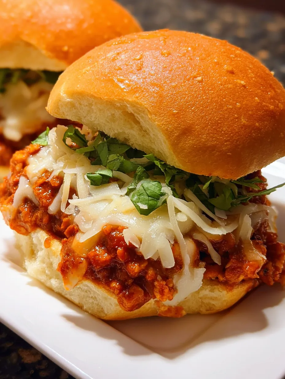 A chicken parmesan sloppy joe sandwich.