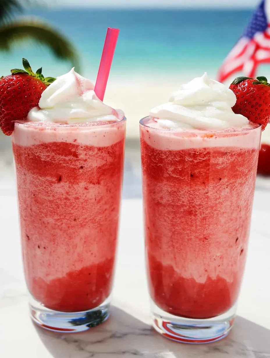 Two glasses of strawberry frappuccino recipe.