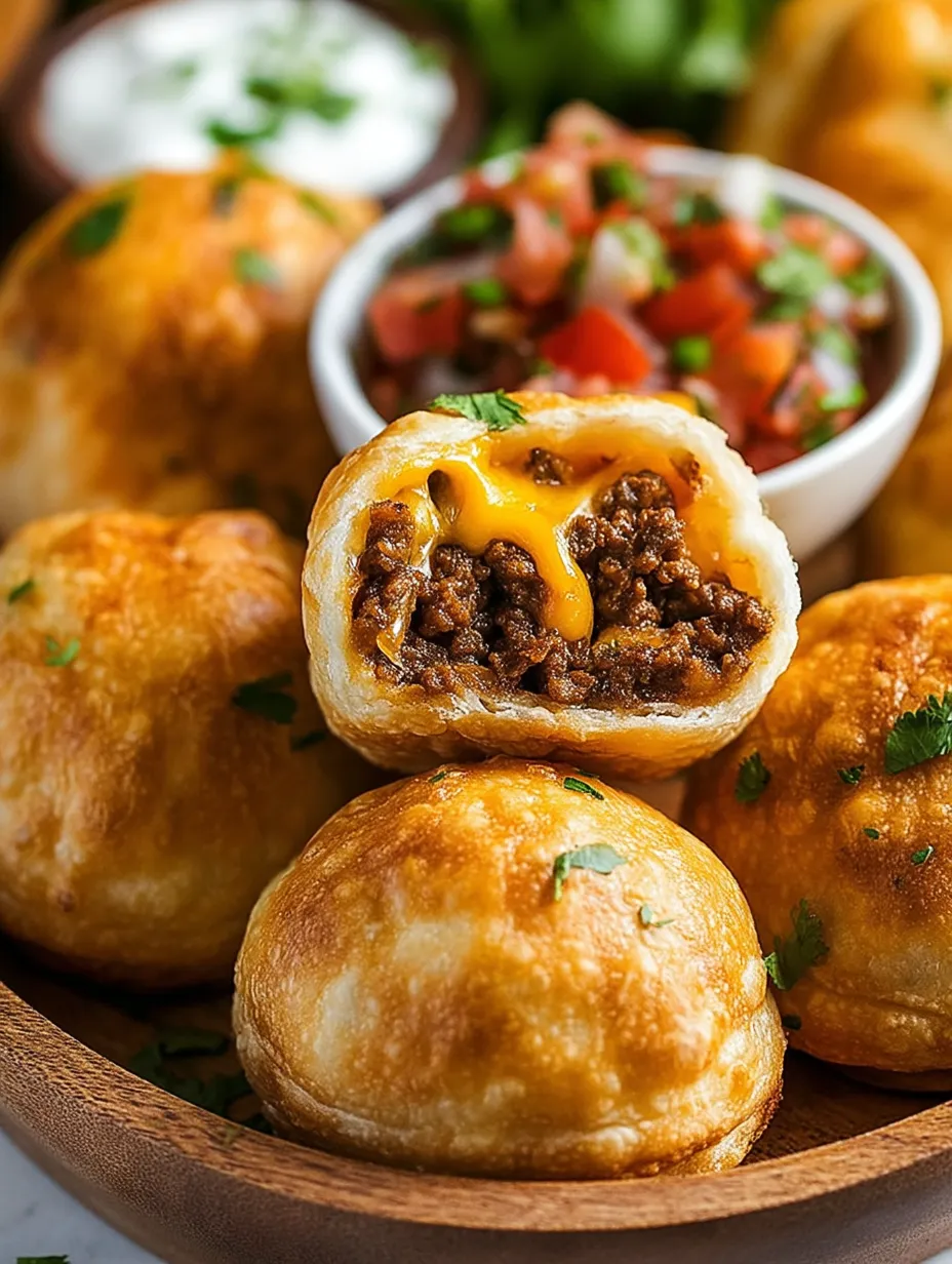 A bowl of cheesy taco bombs.