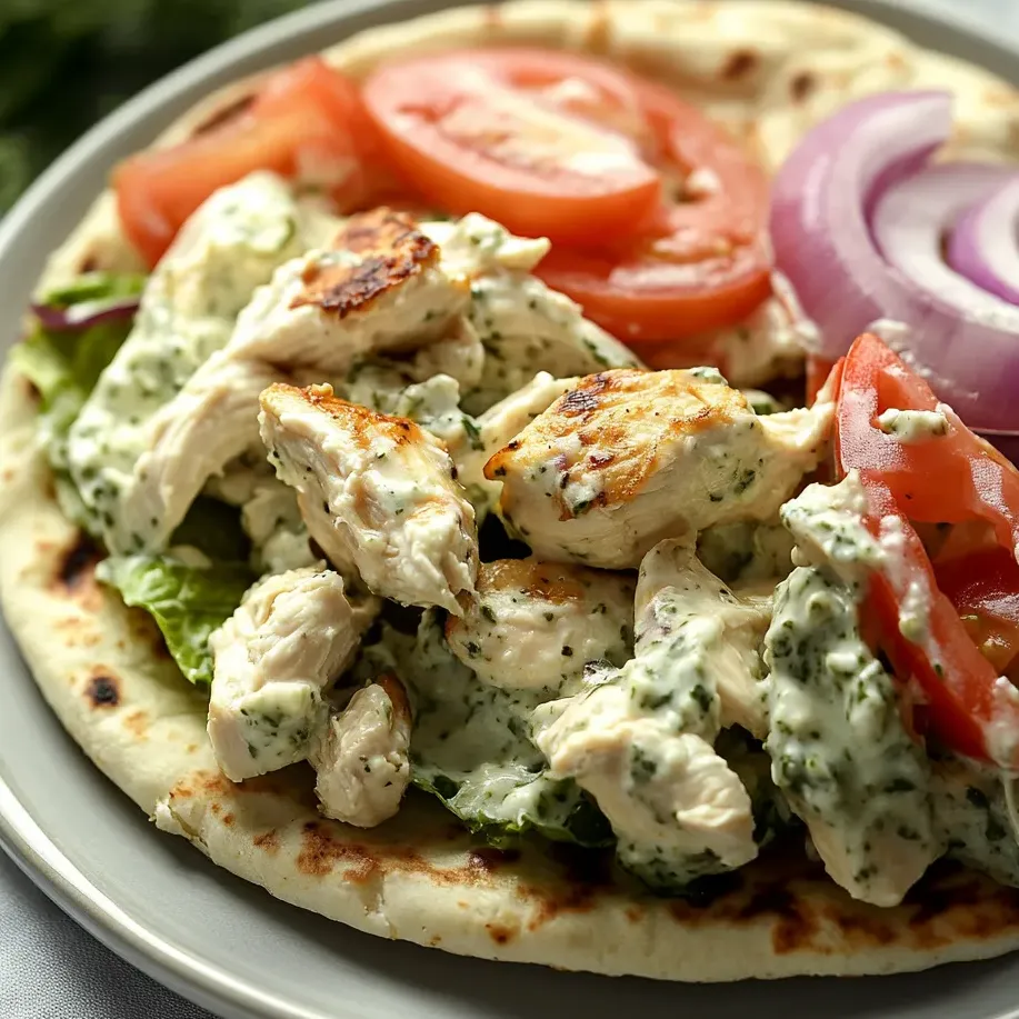 A plate of chicken salad with tomatoes, onions, and lettuce.