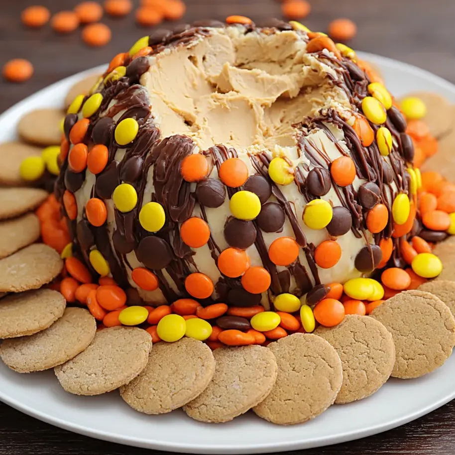 A plate of cookies with a peanut butter and chocolate dessert in the middle.