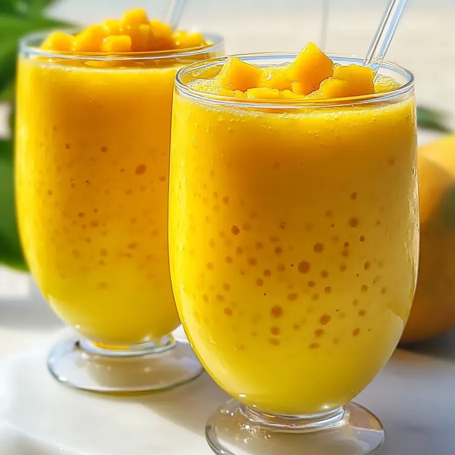Two glasses of mango sago coconut delight.