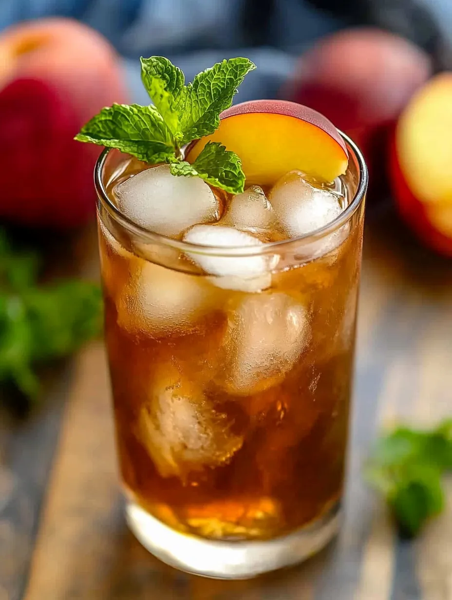 A glass of sweet tea with a mint garnish.