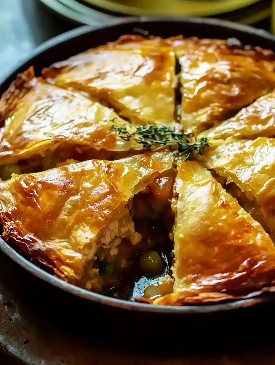 A slice of Greek chicken pie.