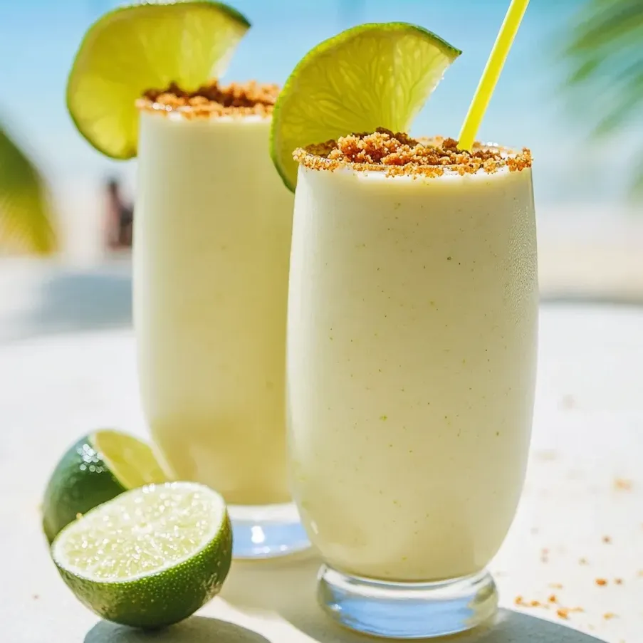 Two glasses of healthy key lime pie.