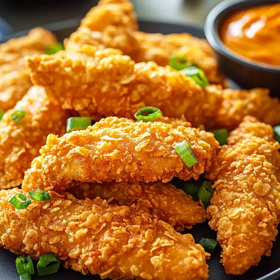 A plate of fried chicken with a bowl of sauce.