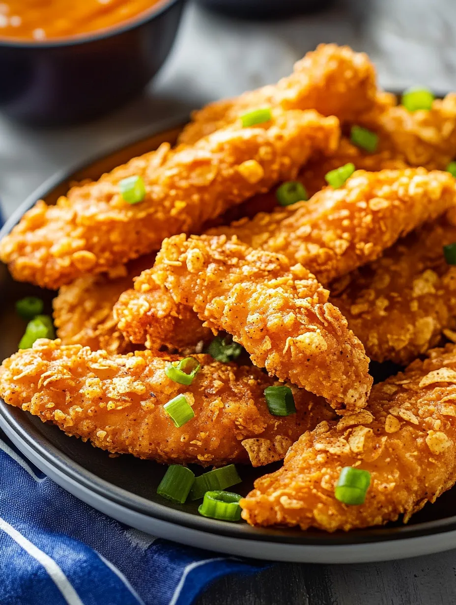 A plate of fried chicken with green onions.