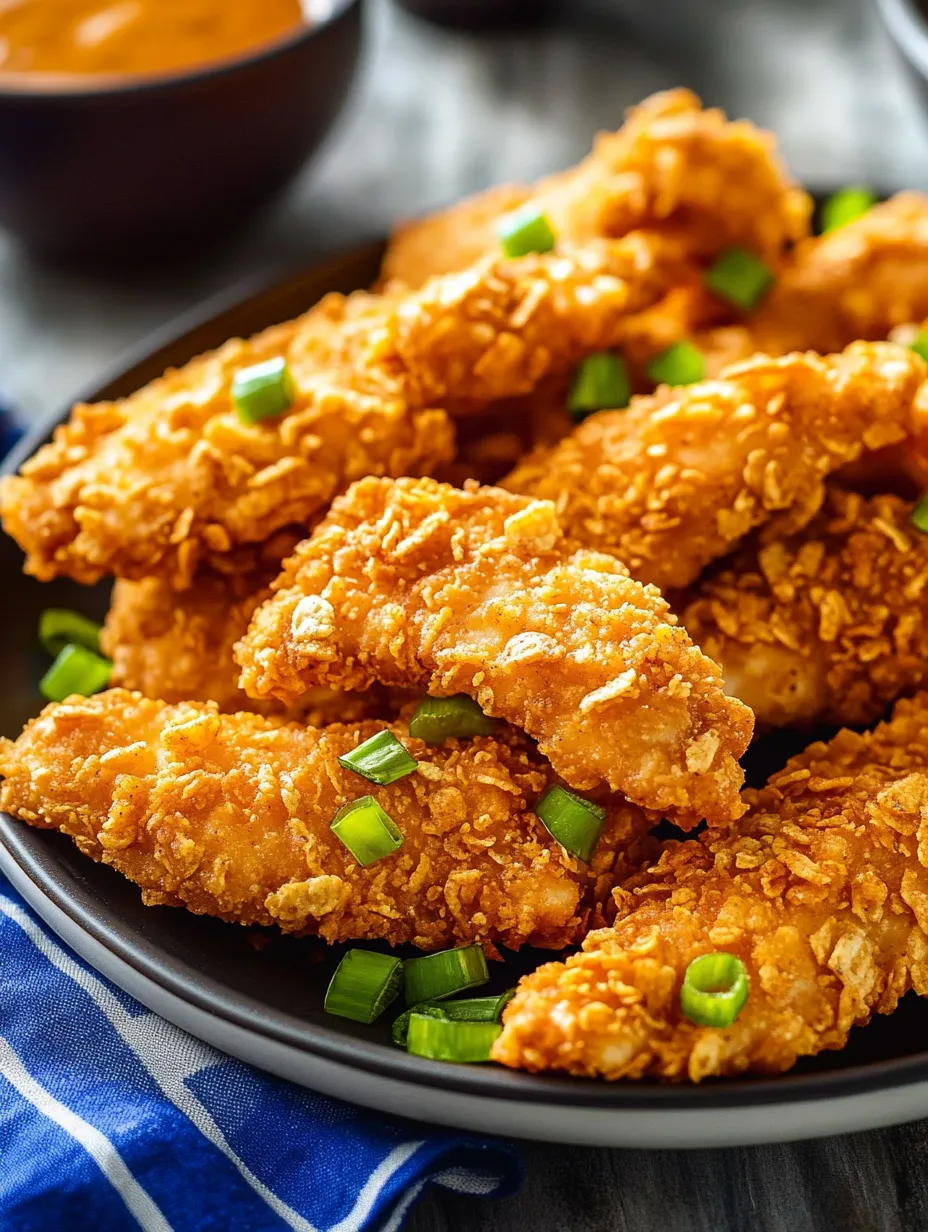 A plate of fried chicken with green onions.