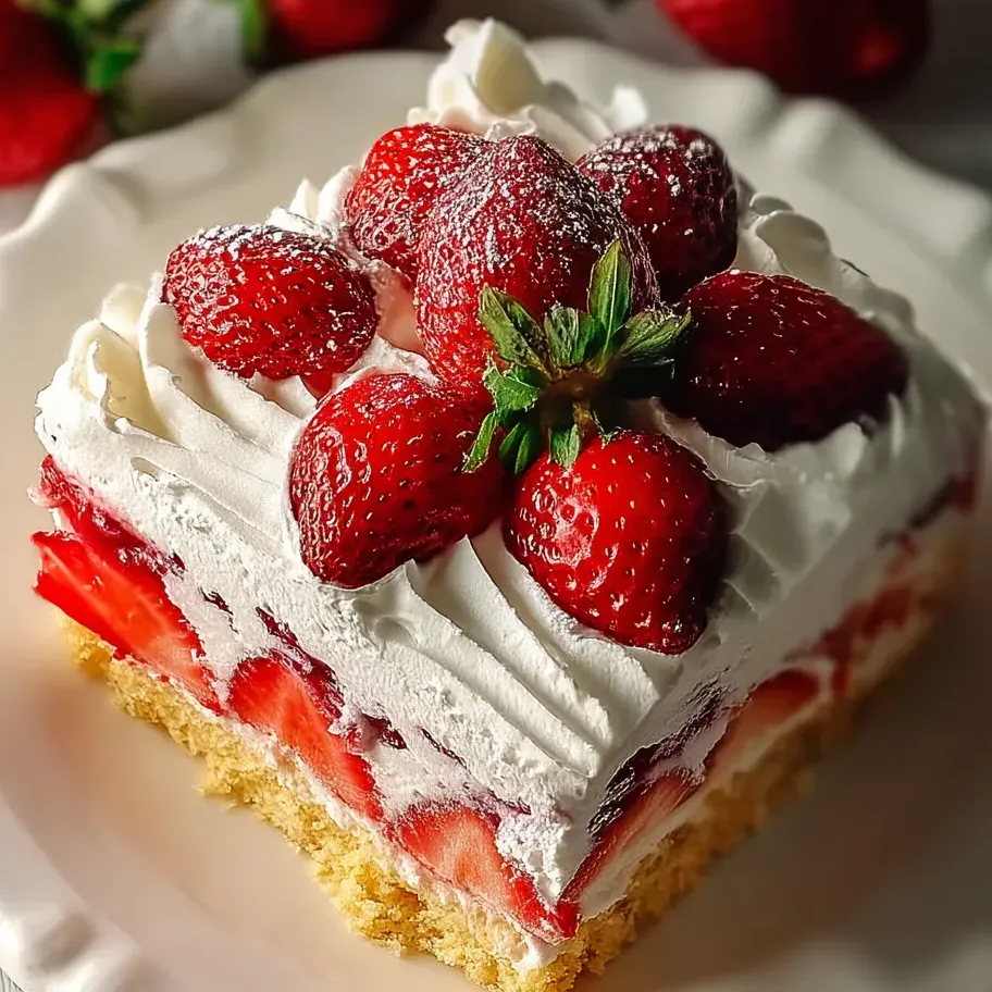 A slice of strawberry cheesecake on a plate.