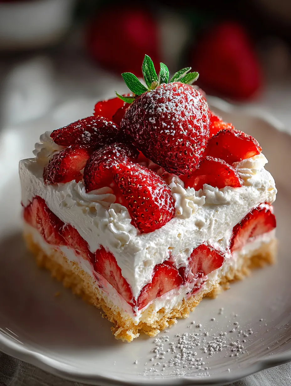 A slice of strawberry cheesecake with whipped cream.